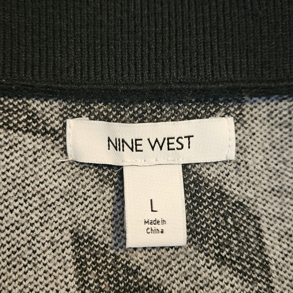 Nine West Black White Houndstooth Half Zip Sweater Women’s Size L - Picture 4 of 6